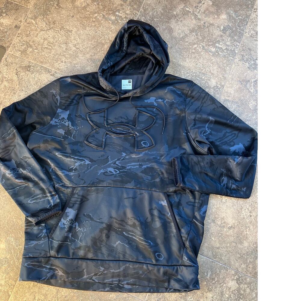Under Armour Raised Logo lightweight Black Camo Hoodie, Men's XXL